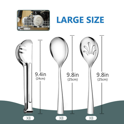 Teivio serving spoon, 9.9 inches, with a mirror finish for quick cleaning.