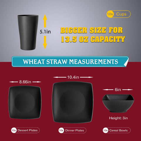 Teivio square salad plates present modern styling and easy stackable storage.