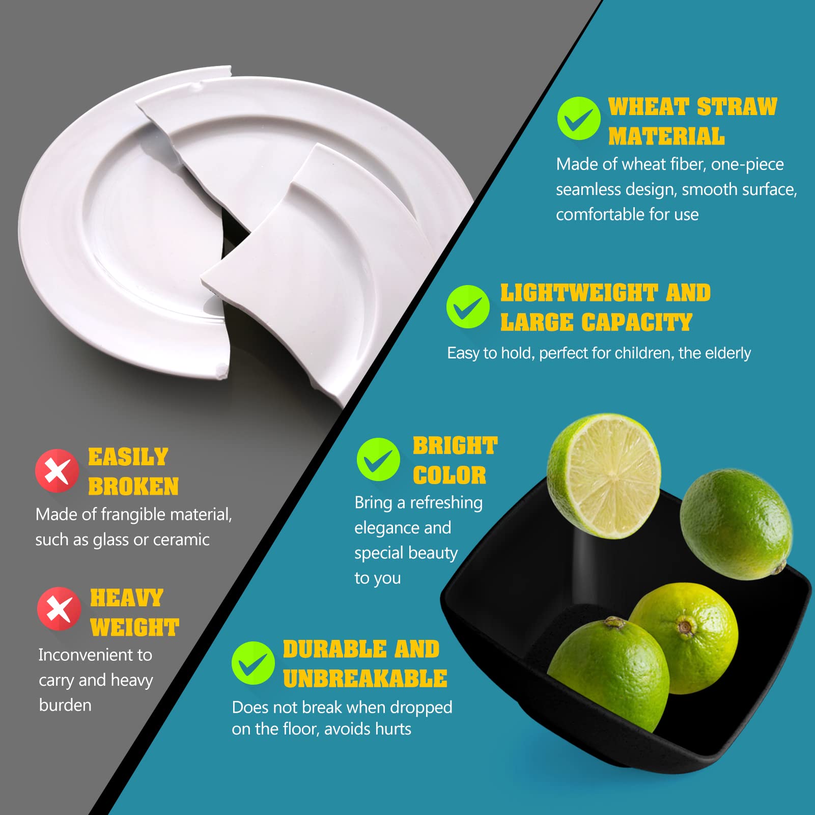 Teivio square snack bowls ideal for portions and versatile for home or travel.