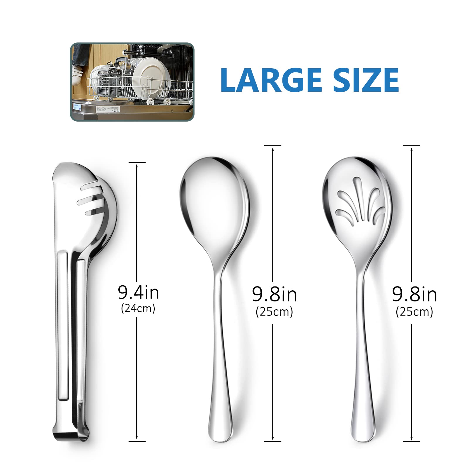 Teivio stainless steel serving spoon 9-8 inches ideal for ladling sides and buffets.
