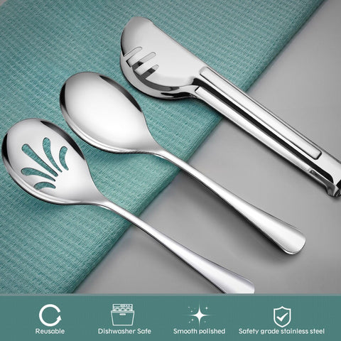 Teivio stainless steel serving tong 9-4 inches for secure grip during meals.