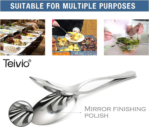 Teivio 10-inch slotted serving spoon, drains liquids while serving.