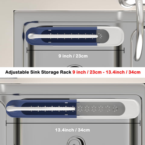 Telescopic Sink Storage Rack in retracted mode saving counter space