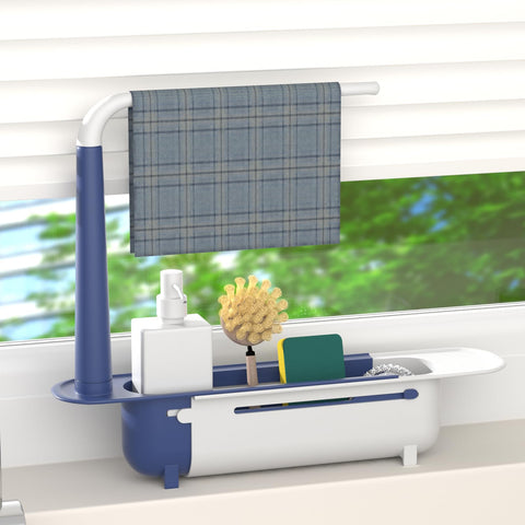 Telescopic Sink Storage Rack with towel tray elevating organization