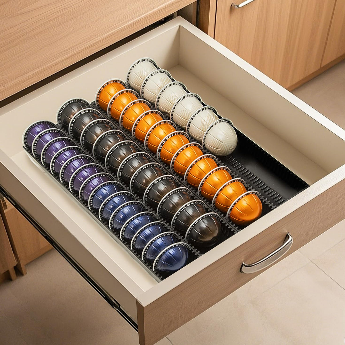 TelKeen Vertuo pod drawer insert keeps capsules organized and accessible