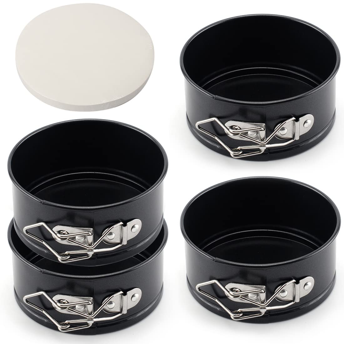 Tellshun 4in mini springform pan with removable bottom for easy cheesecake removal.