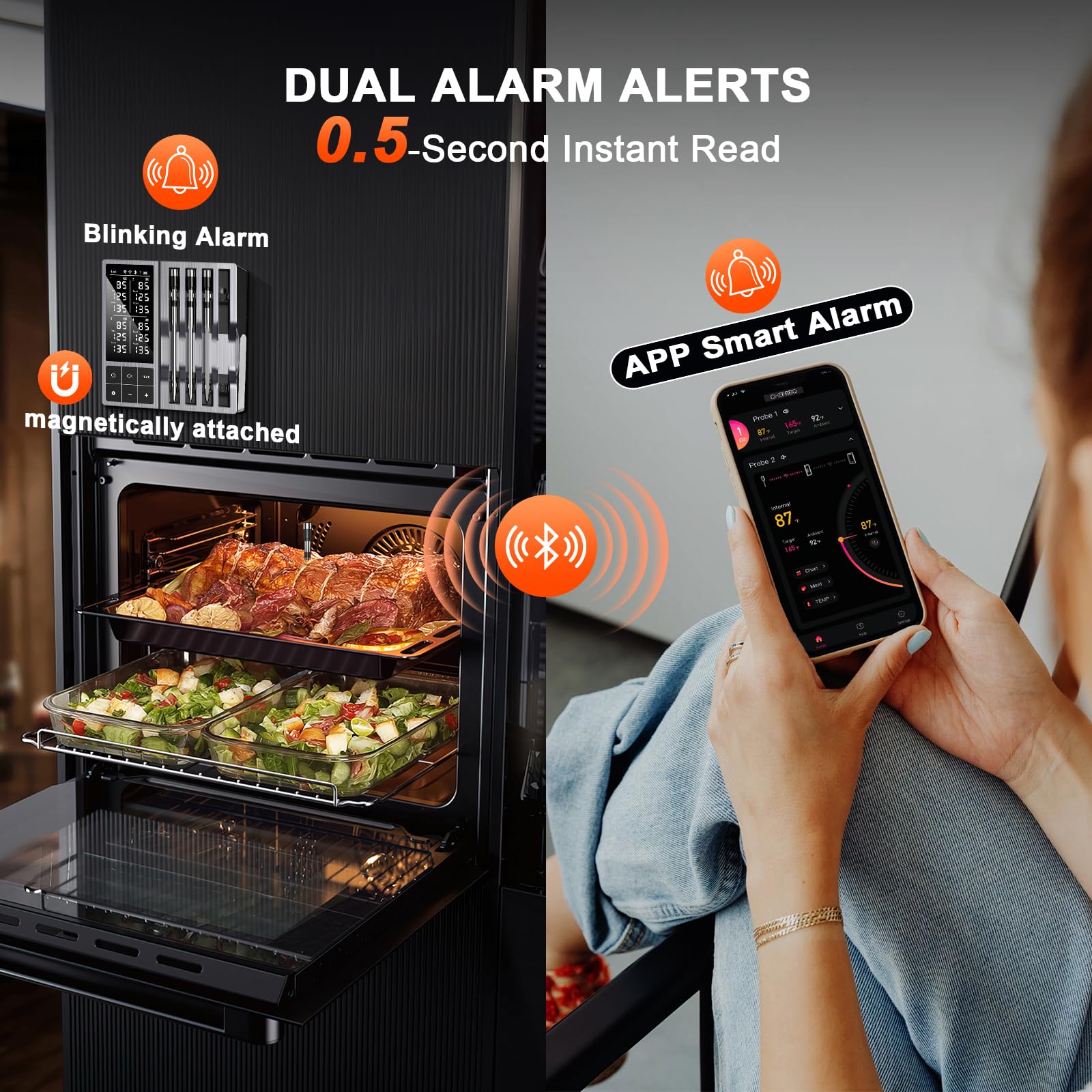 TEMMIO magnetic base docks to grills for hands-free viewing