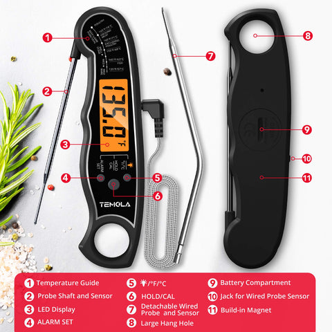 TEMOLA calibration and hold features maintain accuracy and easy readings
