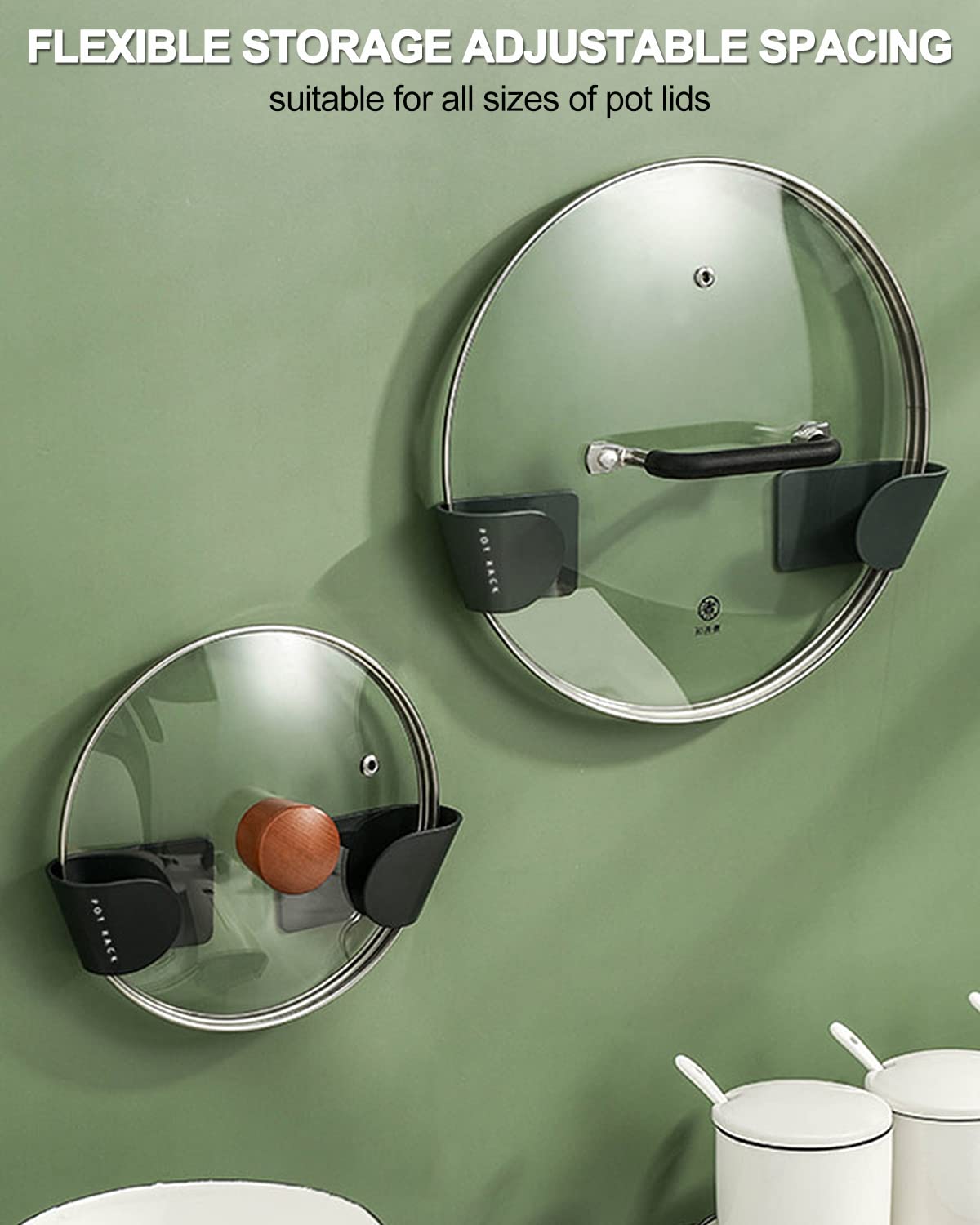 Tendiren easy-install lid rack that adheres without drilling on clean surfaces