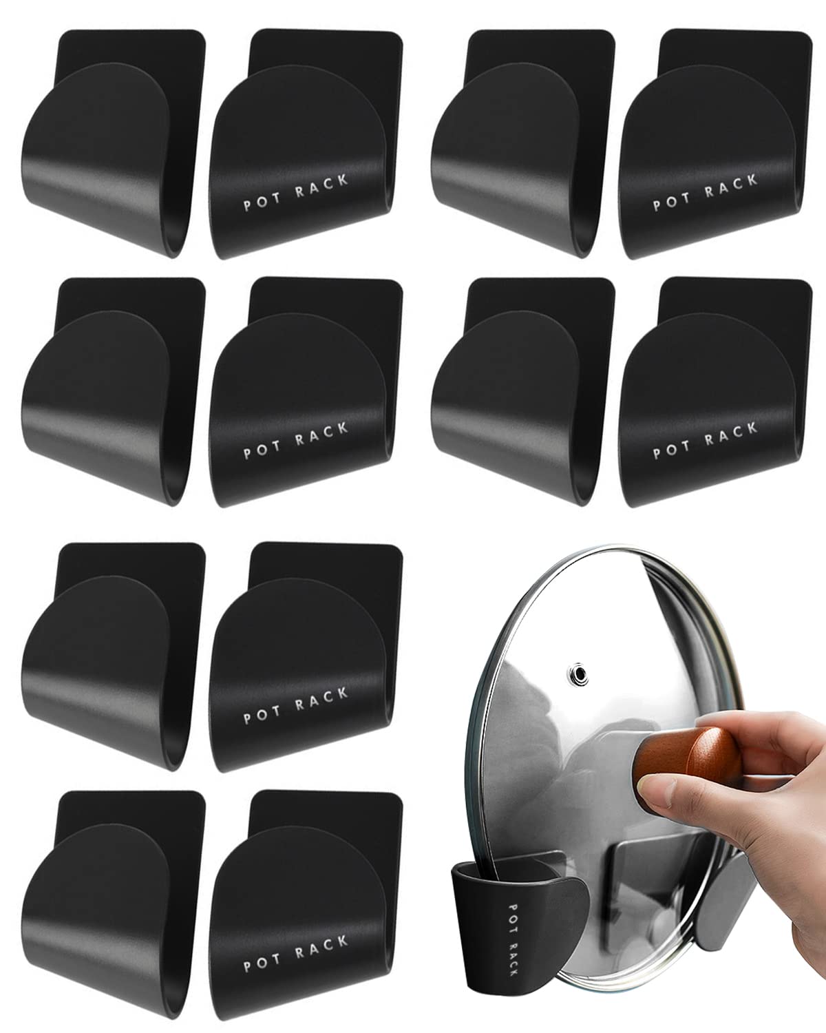 Tendiren pot lid organizer mounted on cabinet door for space-saving storage
