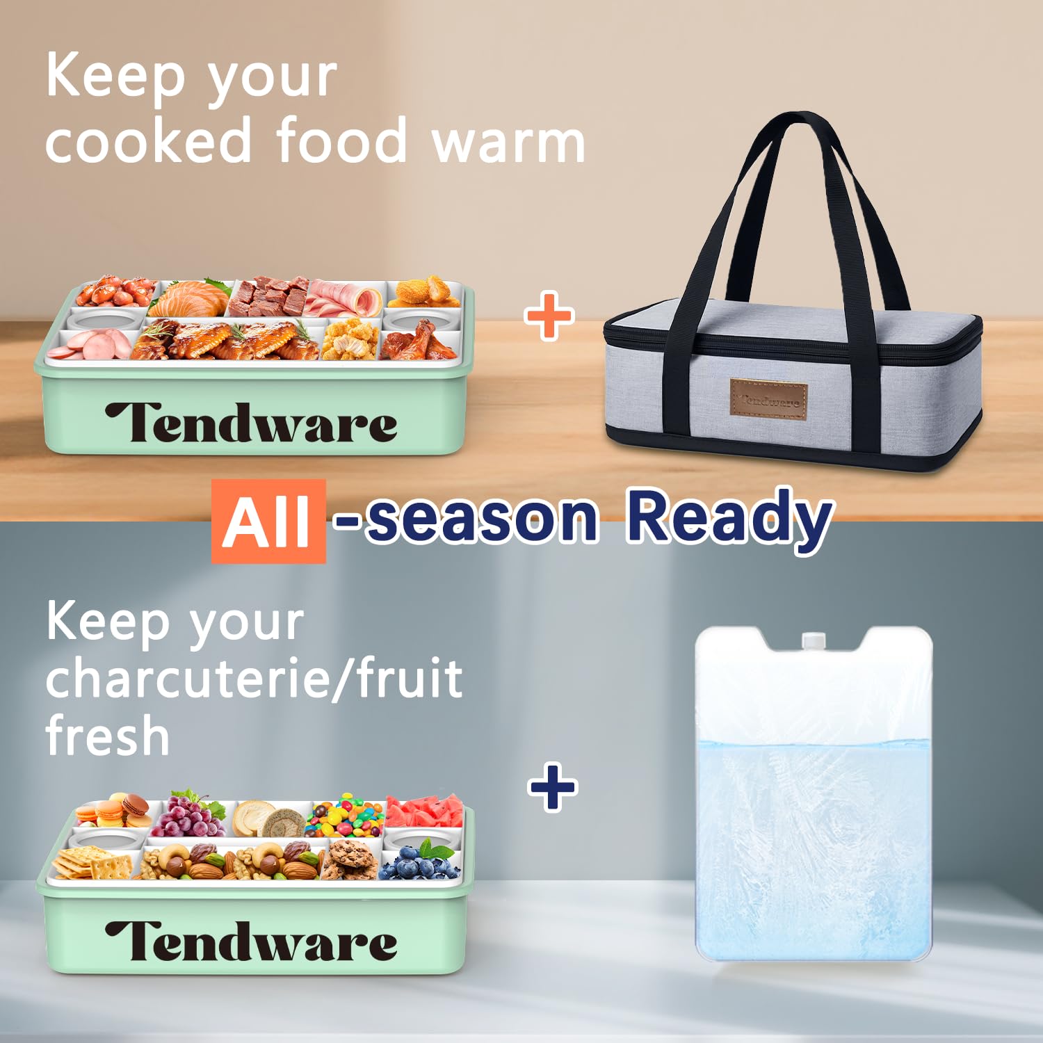 TENDWARE Ice pack complements the snackle box to maintain chill for hours.
