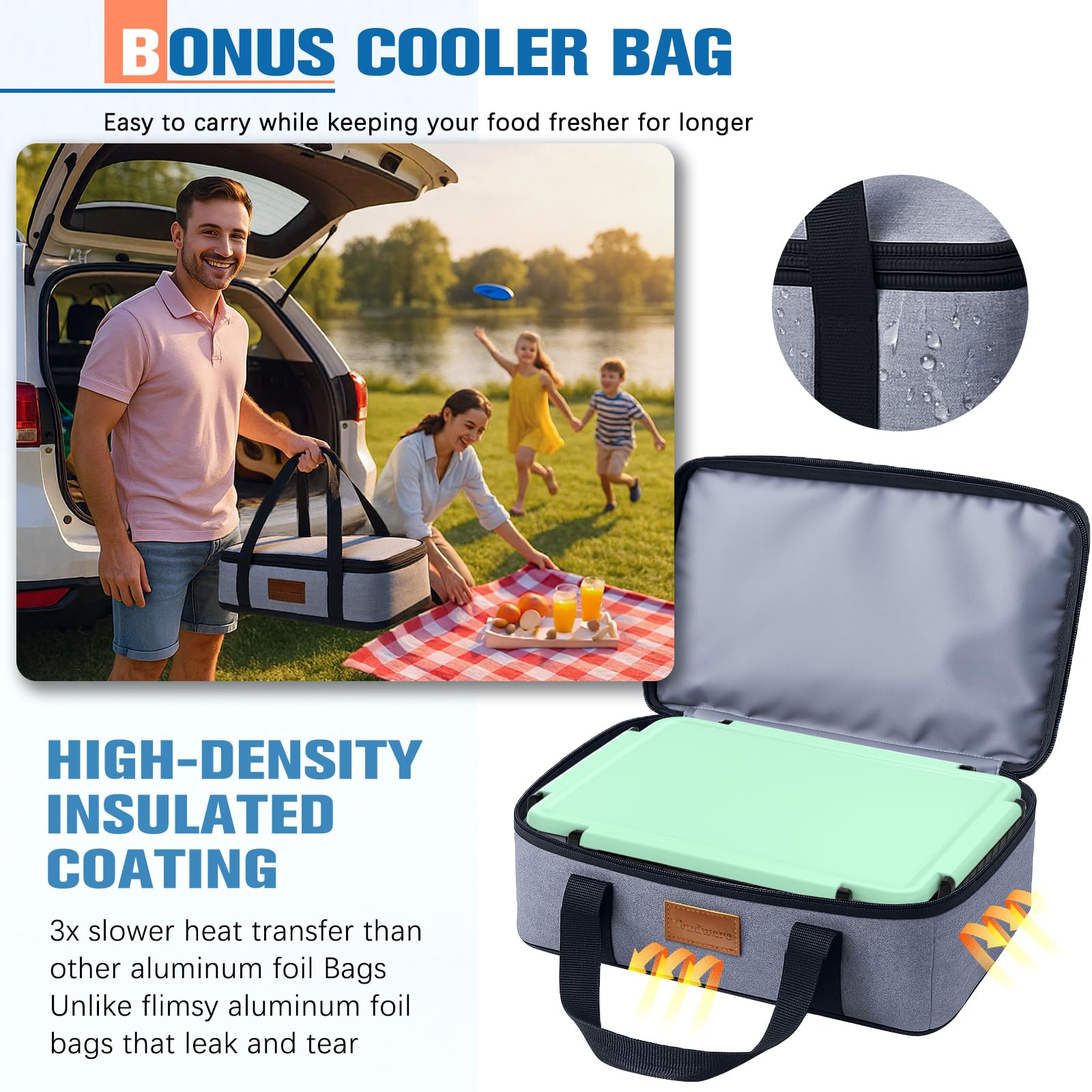 TENDWARE Easy-remove lid clasp simplifies cleaning and setup during picnics.