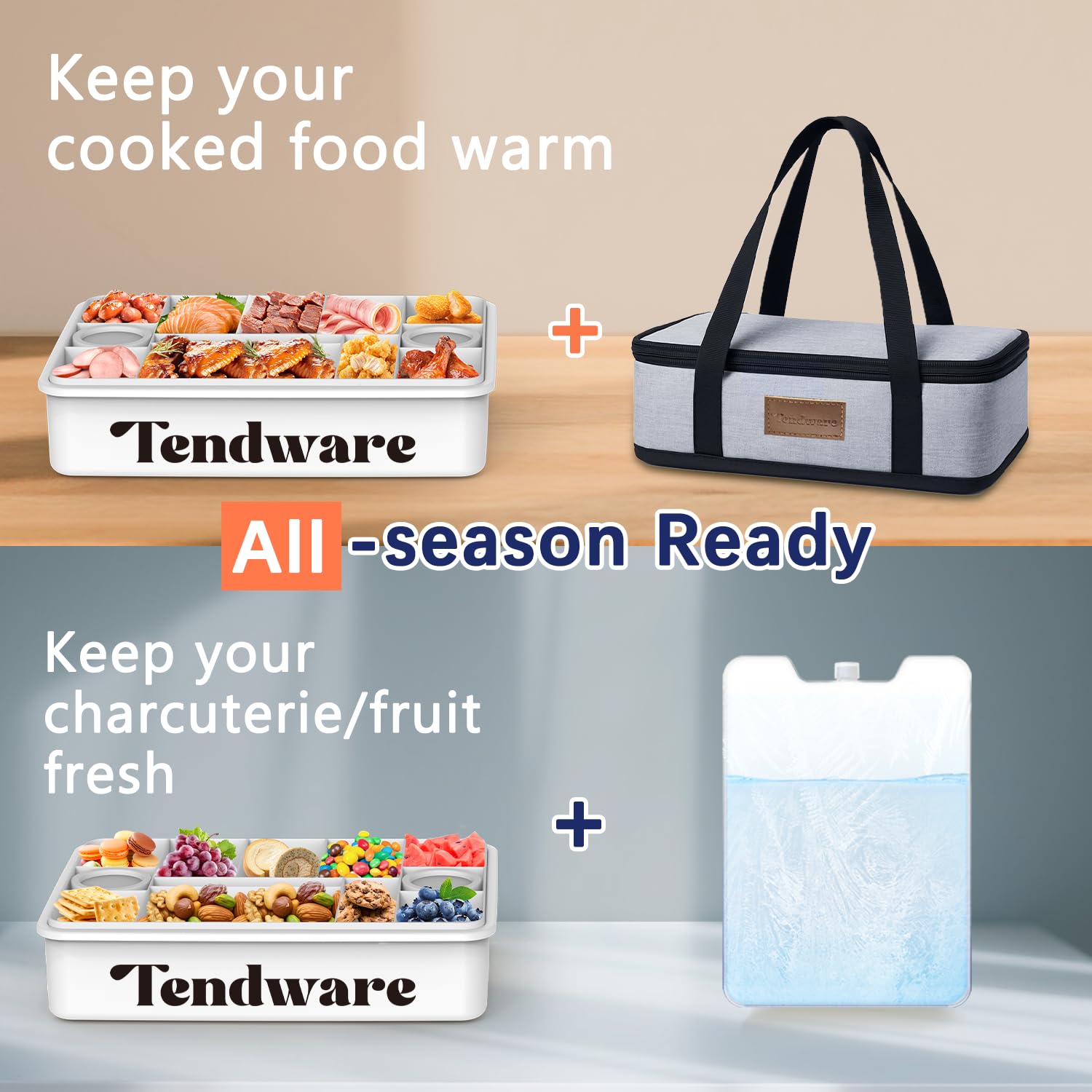 TENDWARE reusable ice pack keeps foods chilled for hours during trips