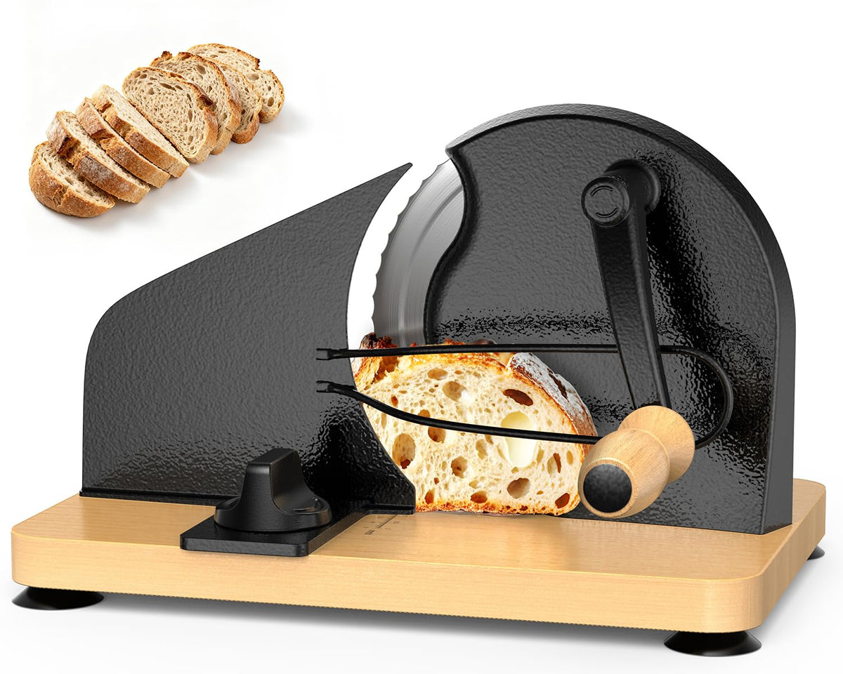 TENGIZUOHZ bread slicer front view showing sturdy base for stable slicing