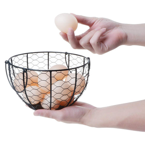 TENINYU egg basket placed on the counter for space-saving kitchen storage