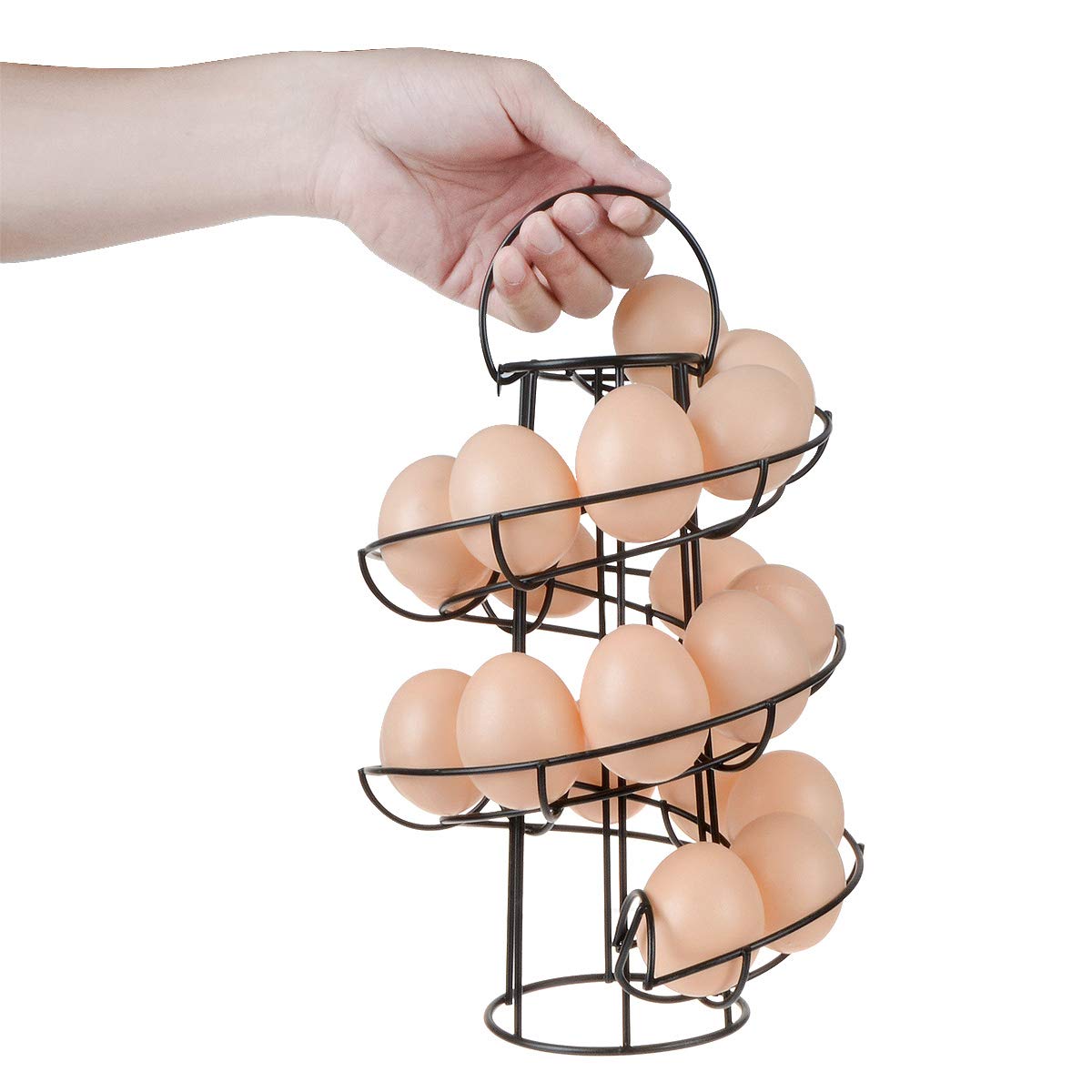 TENINYU Egg Skelter countertop display with eggs at hand