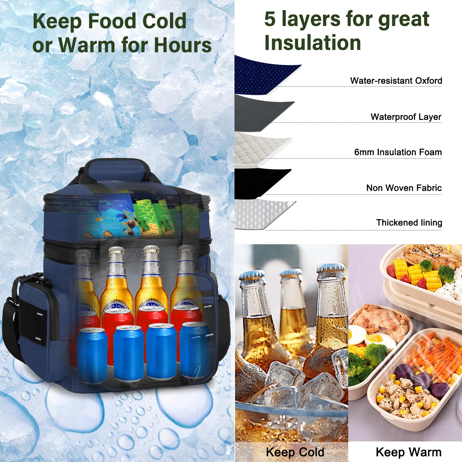 TENKIST Dual compartments help organize dry foods, fruits, and drinks efficiently