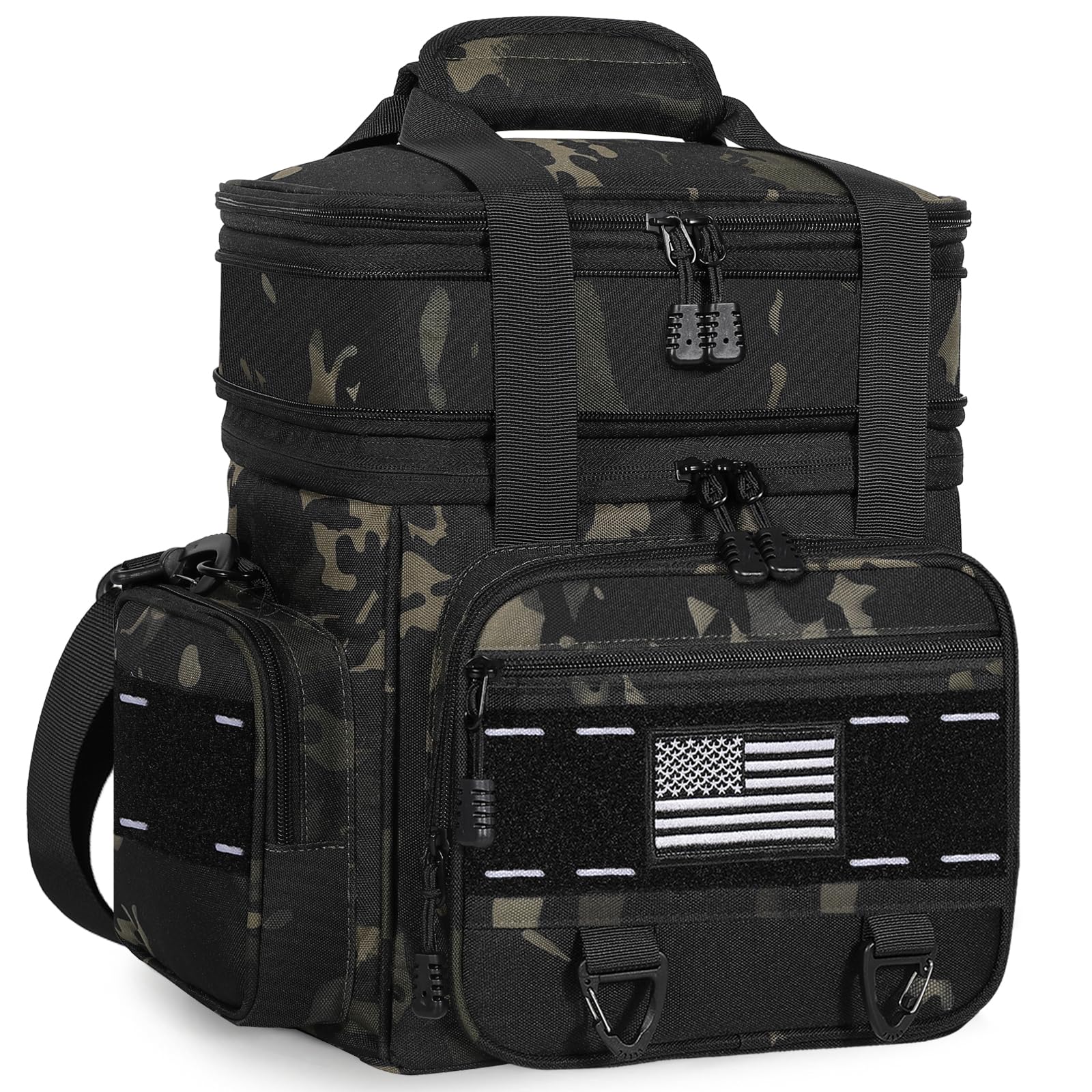 TENKIST Expandable Tactical Lunch Box front view with patches for personalization