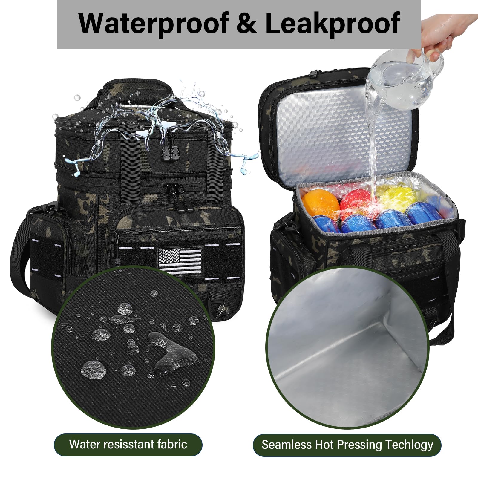 TENKIST Expandable Tactical Lunch Box 6mm insulation interior keeps items fresh