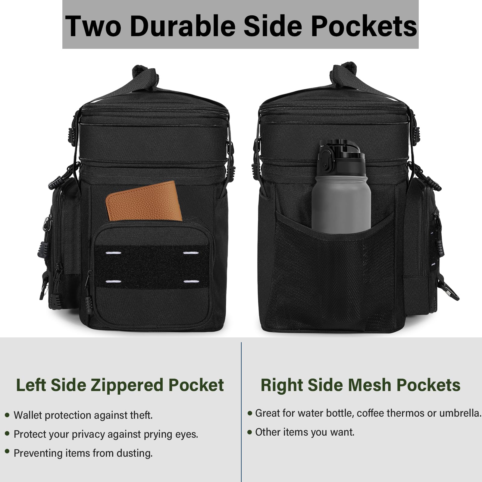 TENKIST expandable tactical lunch box top-compartment expanded for dry foods