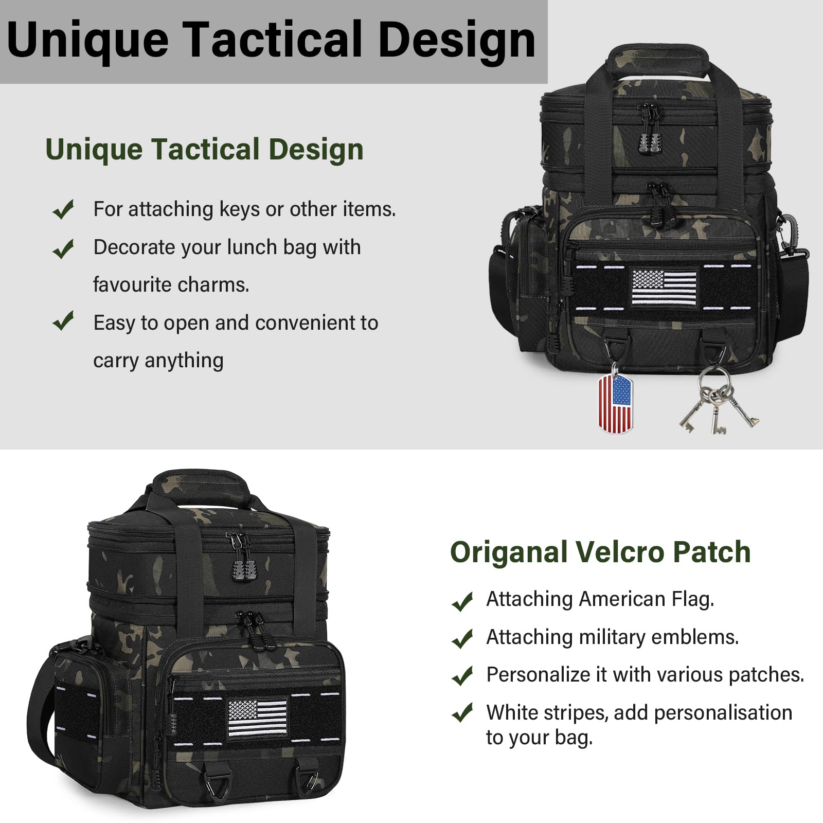 TENKIST Expandable Tactical Lunch Box top compartment showing expandable space