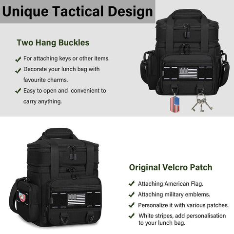 TENKIST Expandable Tactical Lunch Box top compartment expanded for extra dry foods.