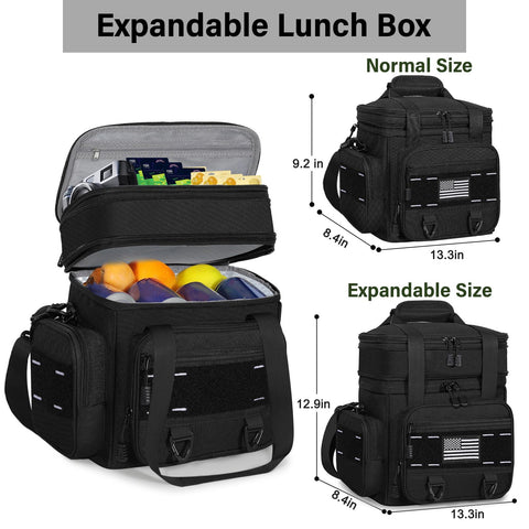 TENKIST Expandable Tactical Lunch Box water bottle side pocket for hydration on the go.