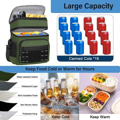 TENKIST lunch box cooler bag insulated interior maintains temperature for hours.