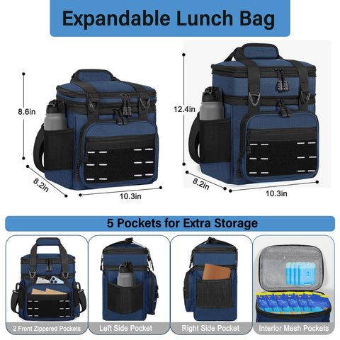 TENKIST lunch box cooler blue durable fabric emphasizes rugged reliability.