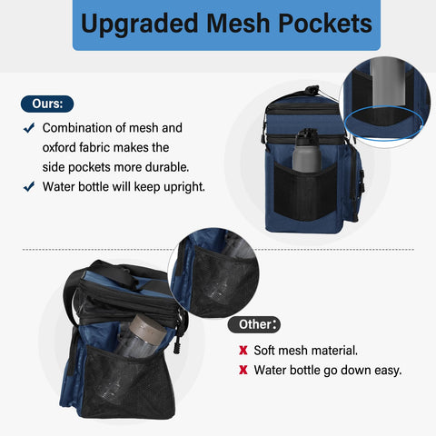 TENKIST lunch box cooler blue top compartment extended for extra meals.