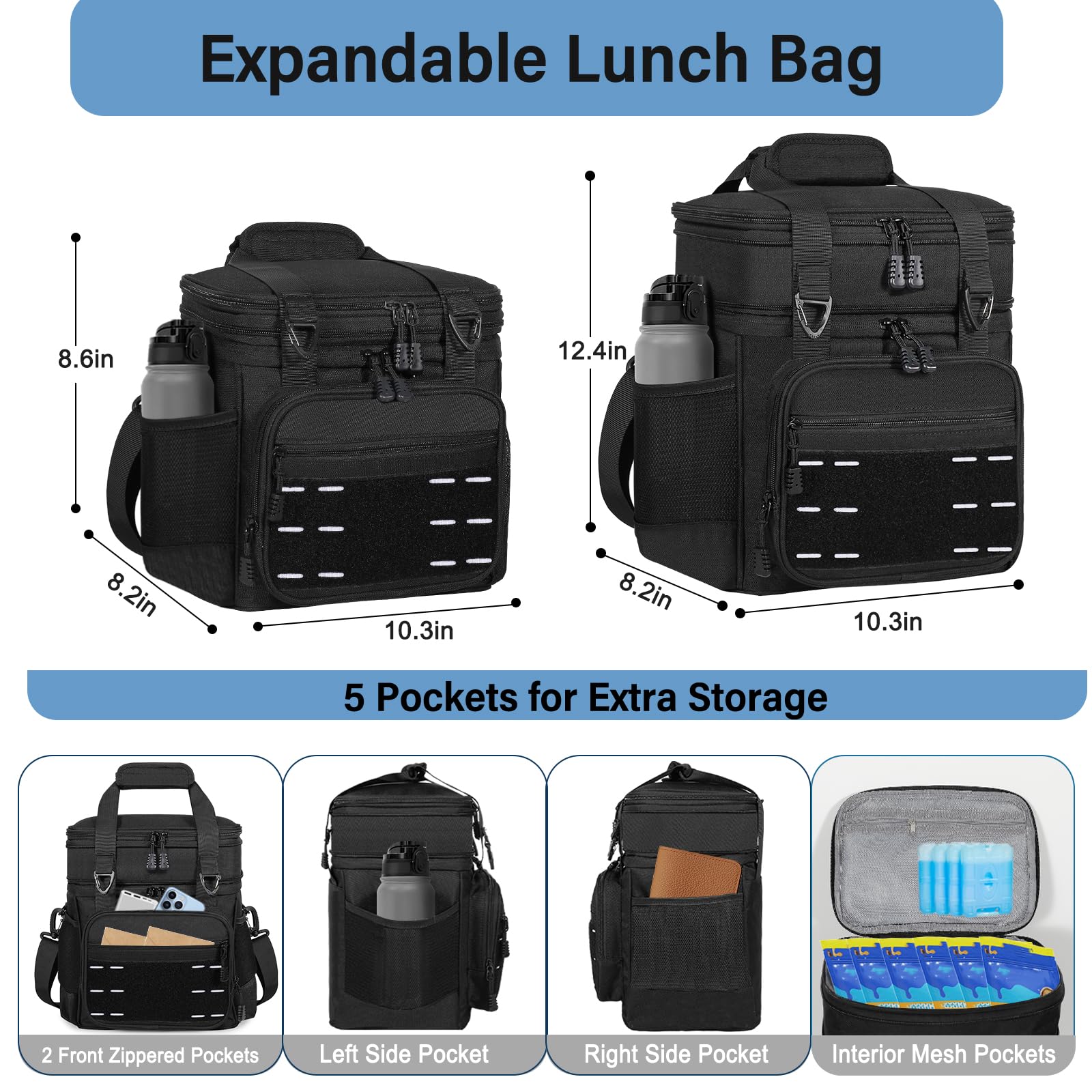 TENKIST lunch box cooler 6mm insulated lining keeps temperature longer