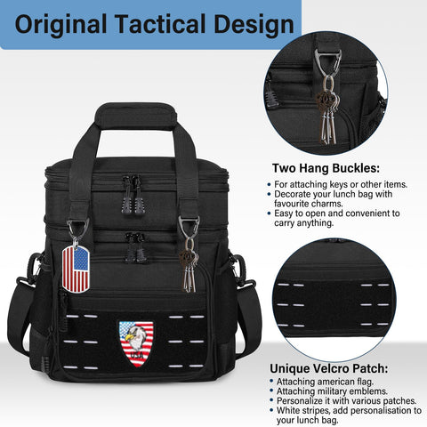 TENKIST lunch box cooler side pockets keep water bottle and wallet organized