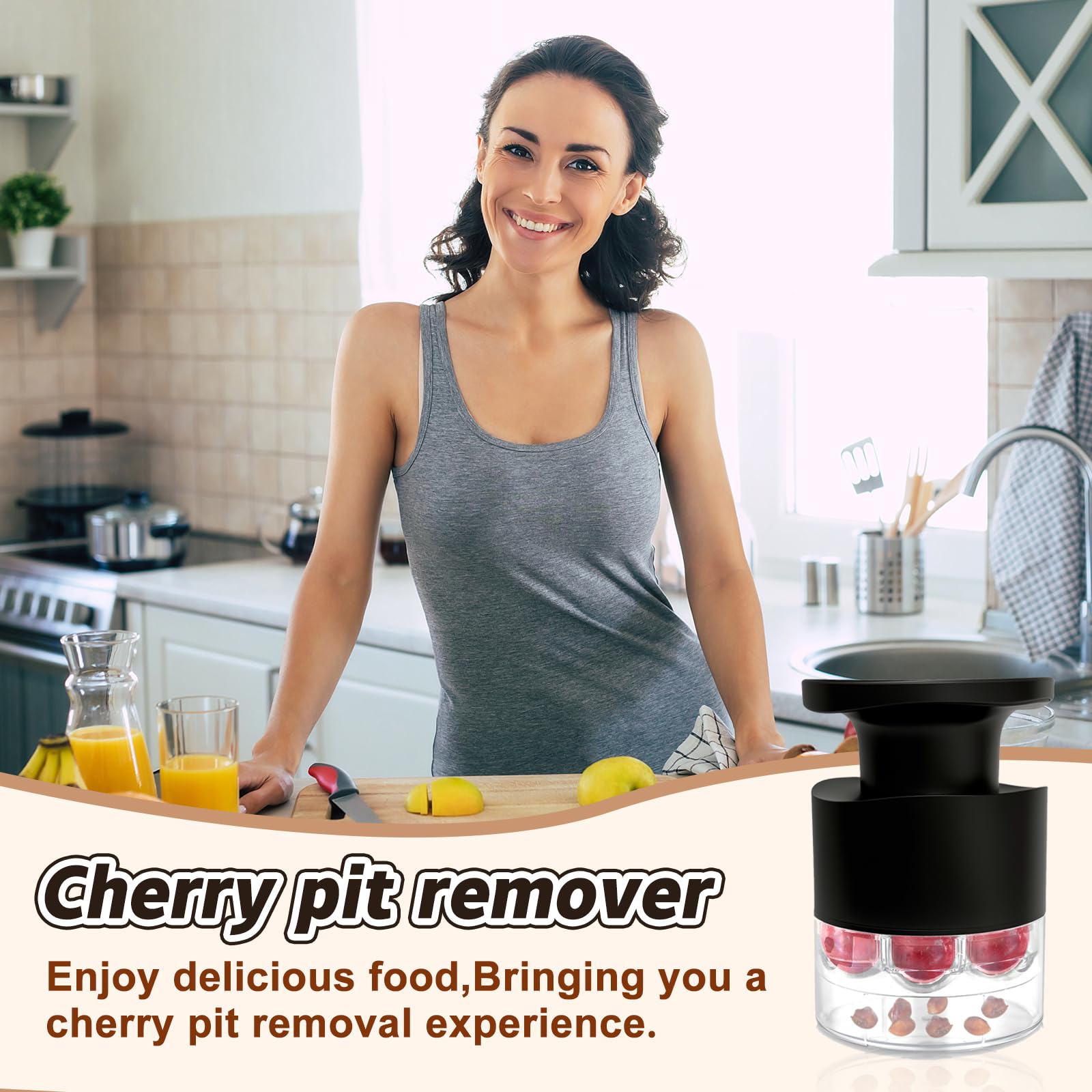Tenlary Cherry Pitter non-slip grip secured for wet-hand operation.