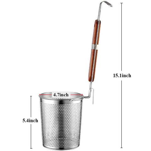 TENTA KITCHEN deep-basket strainer ideal for rinsing vegetables and draining pasta efficiently.