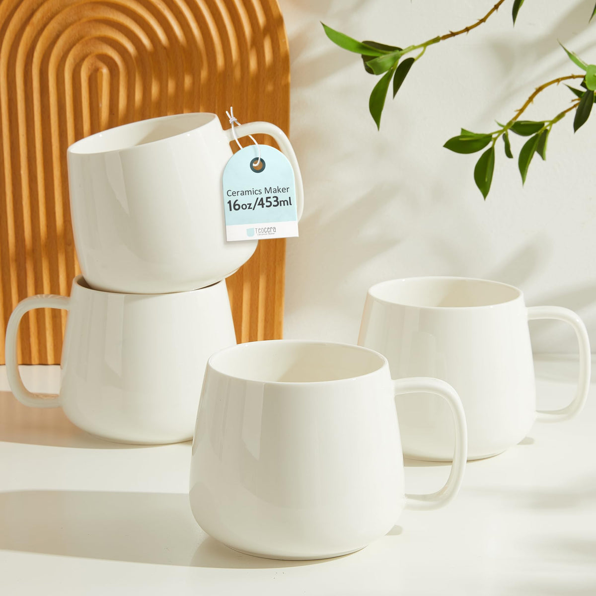 Teocera 16oz mug 4-pack stackable for easy storage and daily coffee rituals.