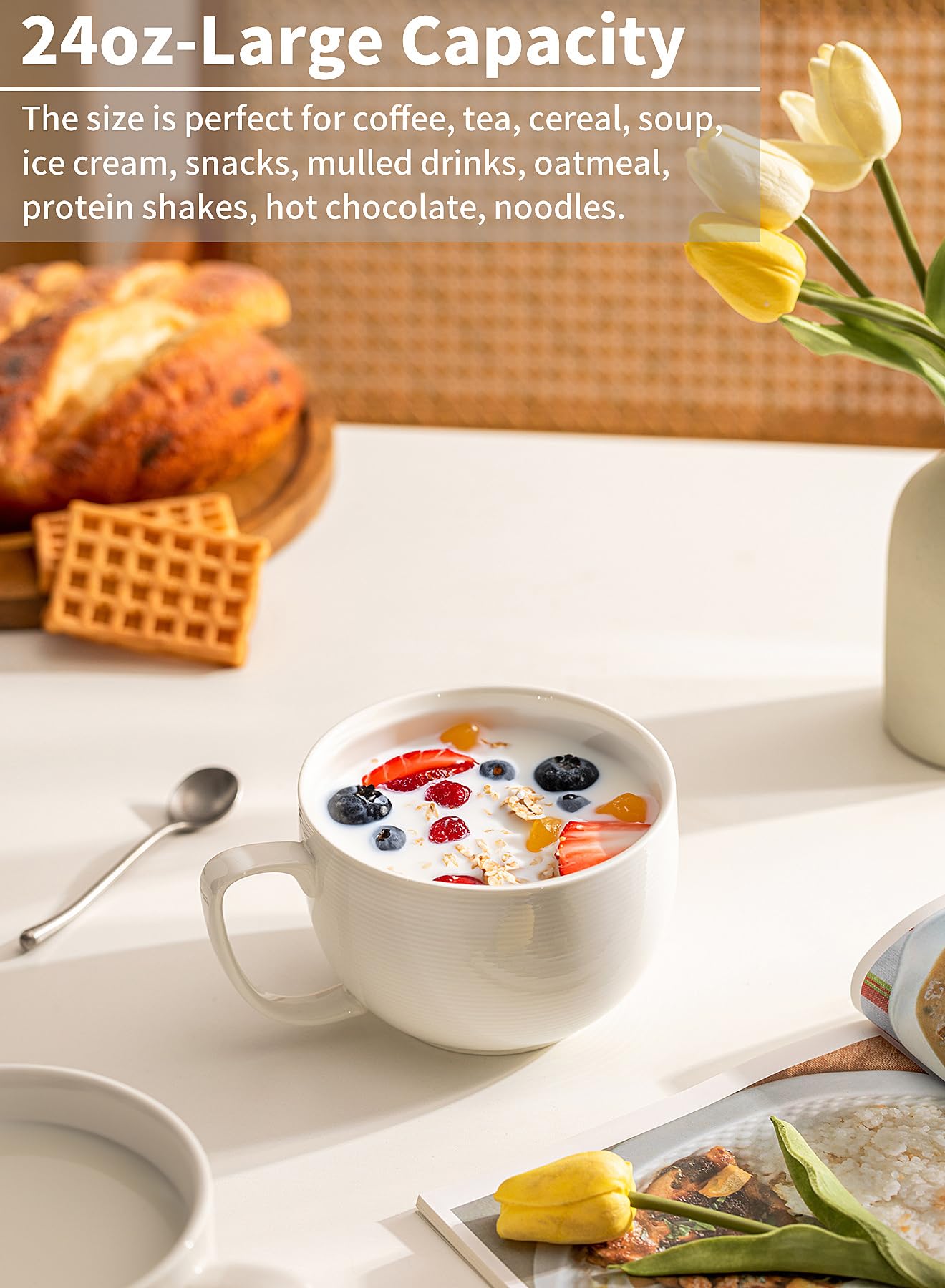 Teocera microwave-safe mug stays cool to touch when reheating beverages.