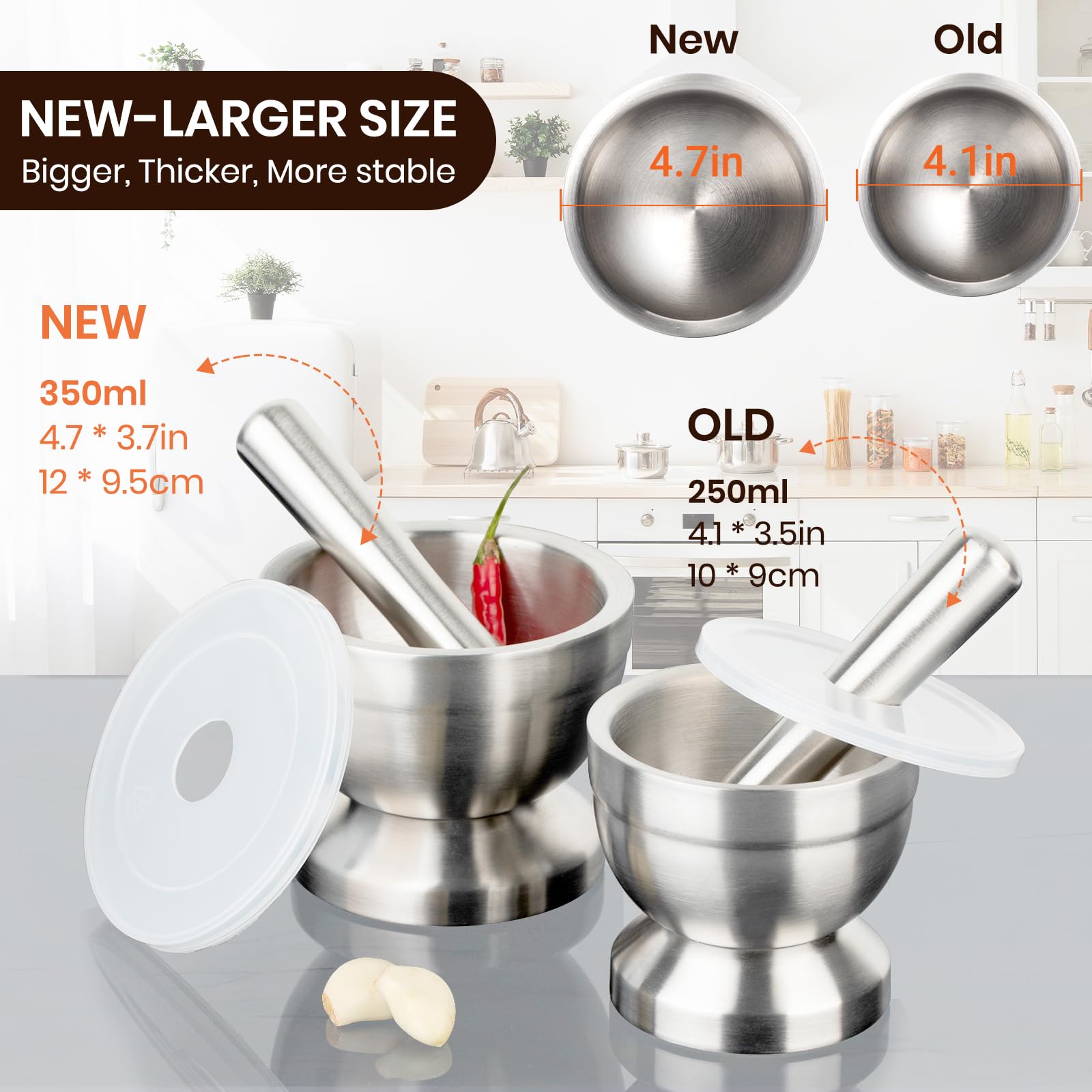 Tera cleaning brush with stainless steel mortar, easy rinse after use
