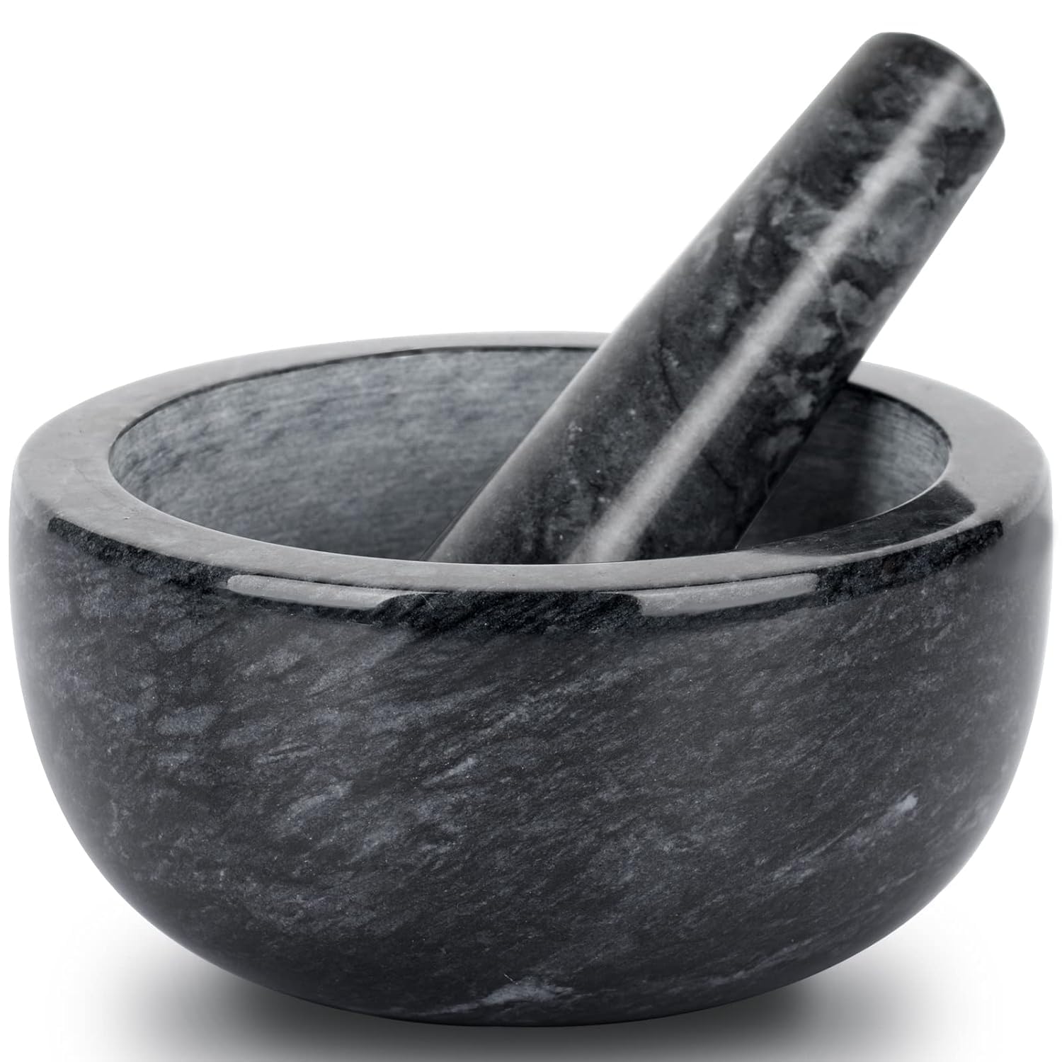Tera marble mortar and pestle interior texture enhances grinding efficiency.