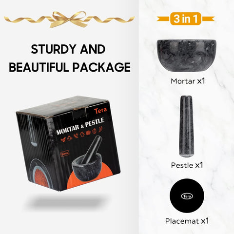 Tera large 5.5-inch mortar and pestle ideal for bigger batches.