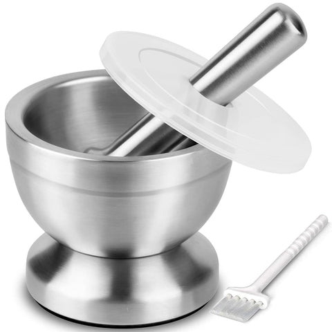 Tera stainless steel mortar and pestle, compact 350ml for small-batch grinding