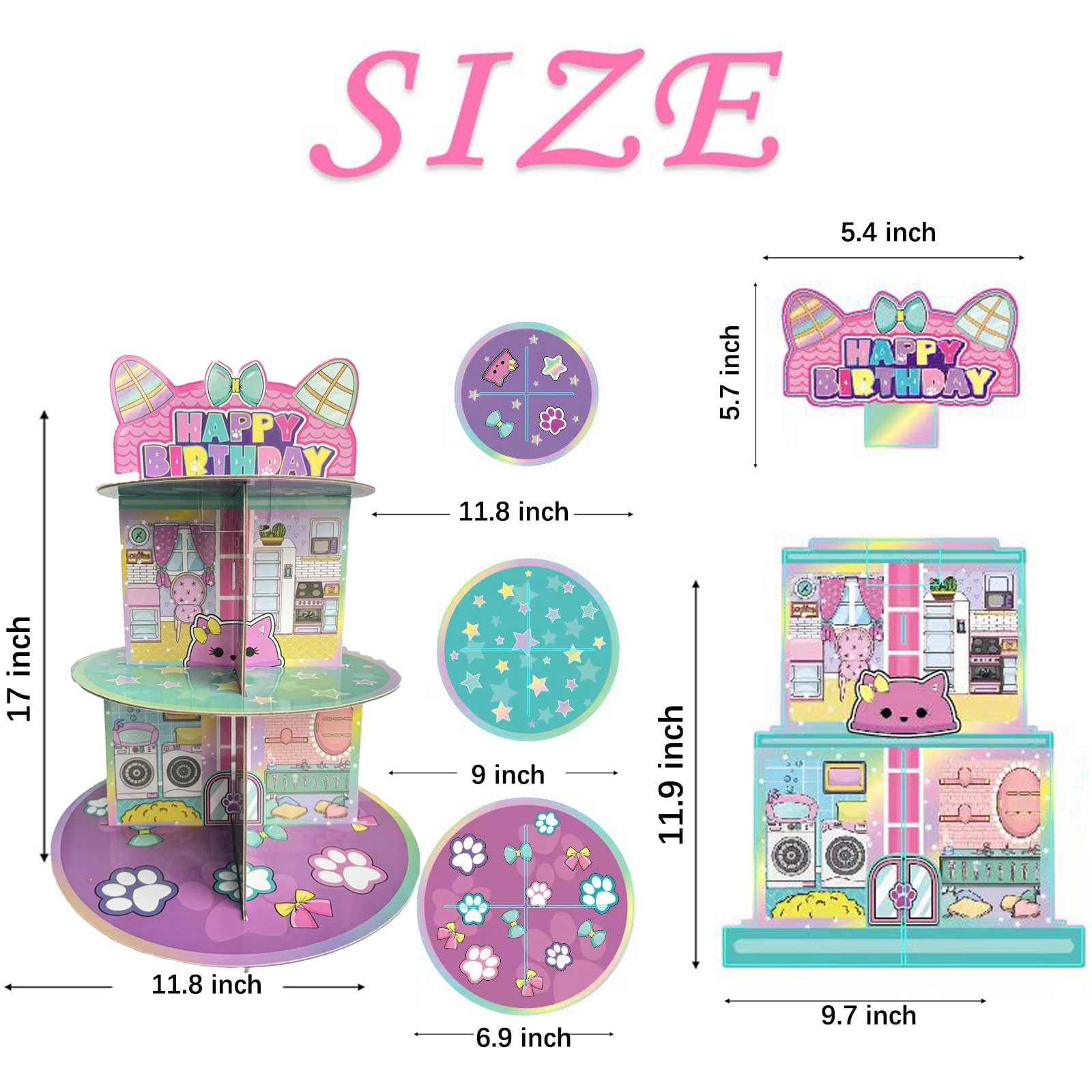 Terasilian easy-assembly 3-tier pink stand showcases a playful party centerpiece.