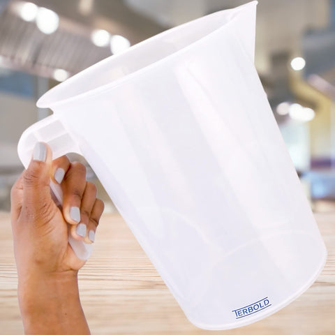 Terbold 5L durable plastic pitcher resists drops and temperature changes.