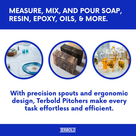 Terbold 5L pitcher in translucent plastic to monitor contents during mixing.