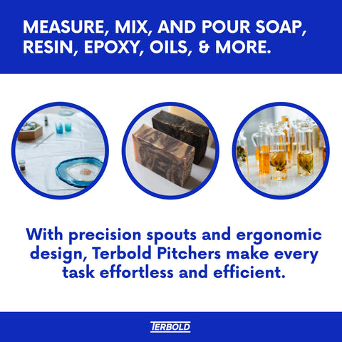 Terbold reinforced handle supports heavy liquids and easy one-handed pouring