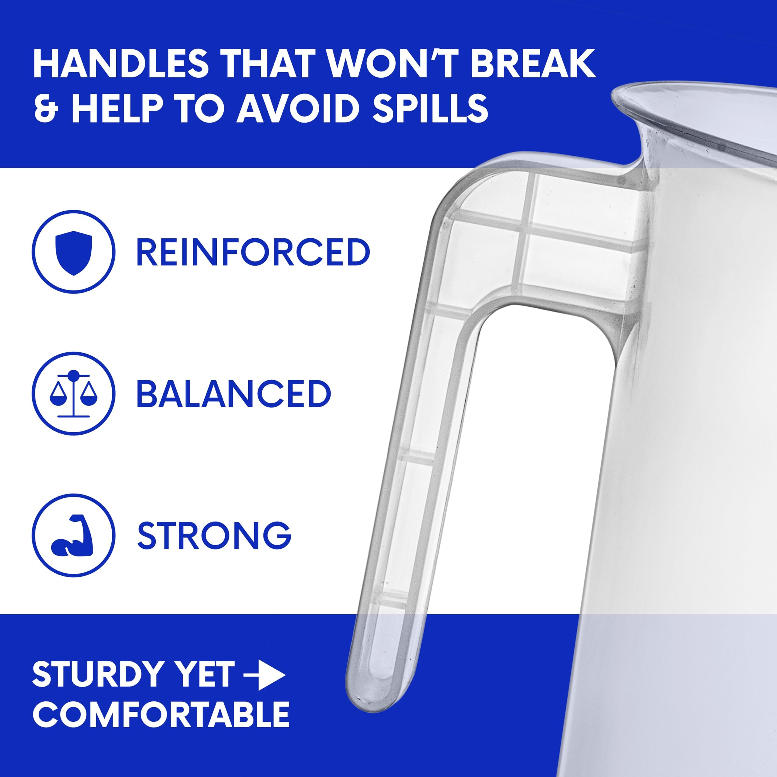 Terbold shatterproof plastic pitcher resists cracks during busy kitchen mixing