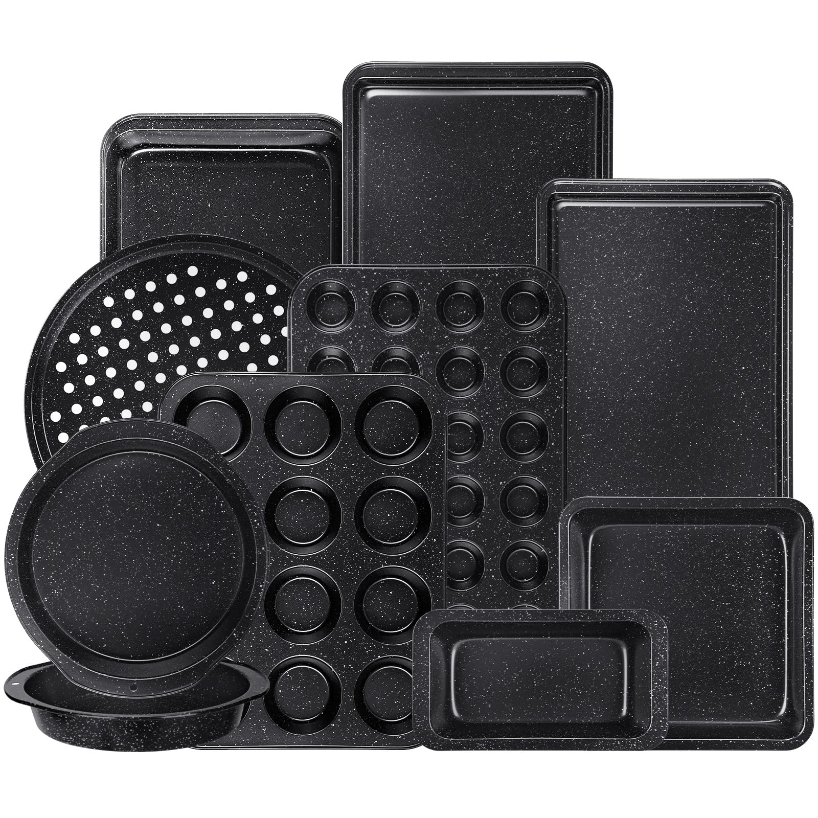 Terlulu 10-piece baking pans set: large cookie pan for even browning and easy release.