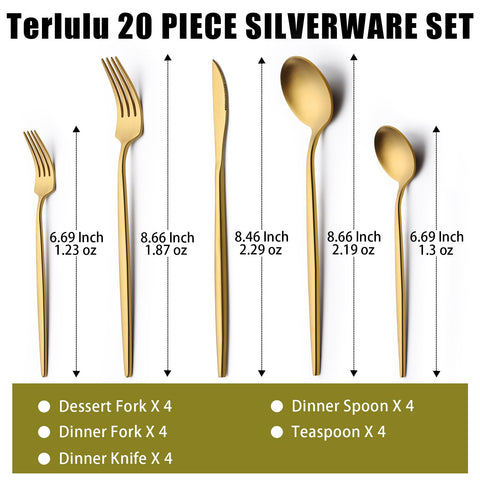 Terlulu 20-piece gold set for four arranged at a family dinner