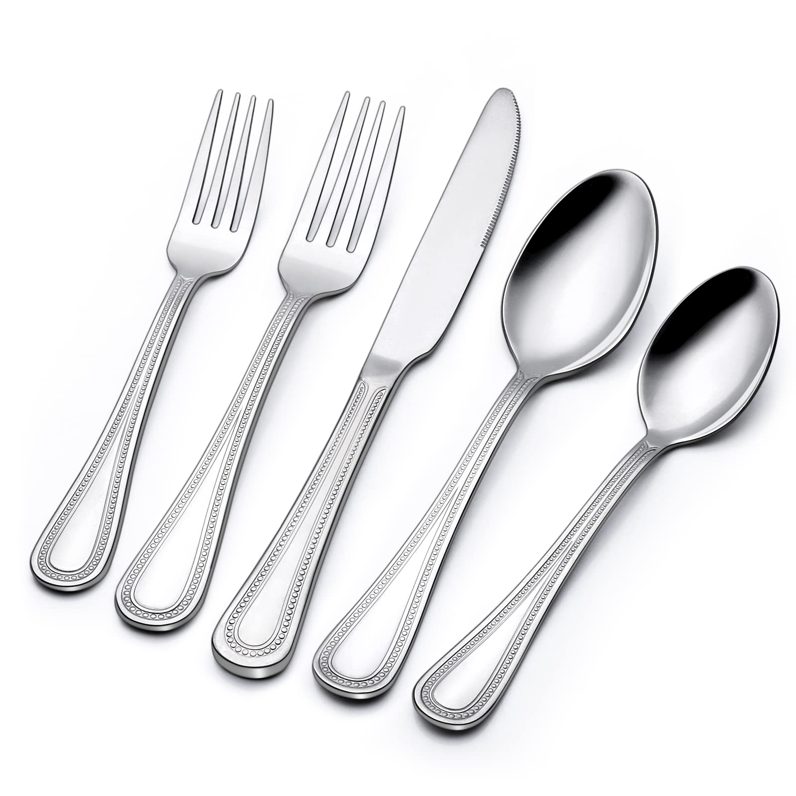 Terlulu 60-piece silverware for 12 in a full dining set, ideal for family meals.