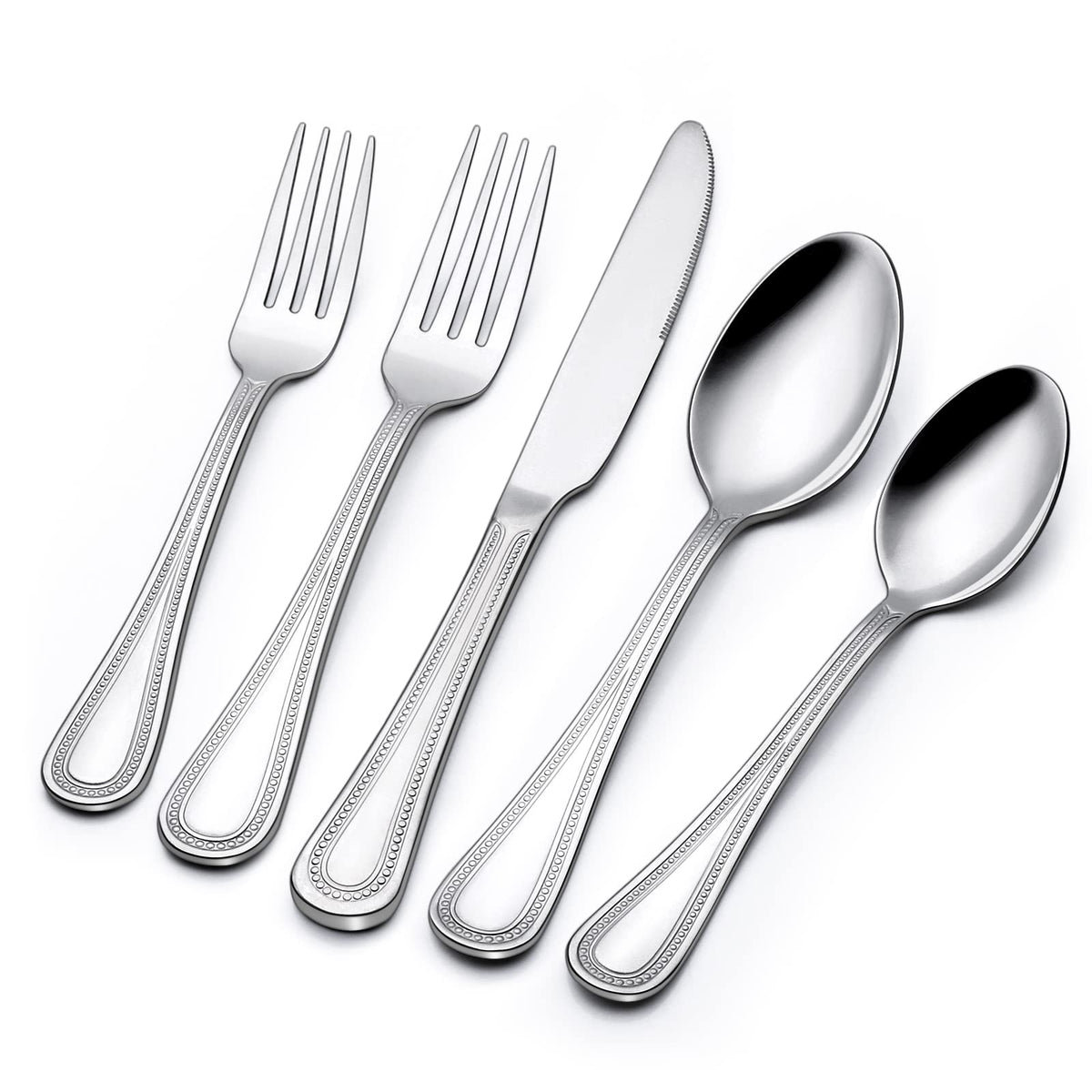 Terlulu 60-piece silverware for 12 in a full dining set, ideal for family meals.