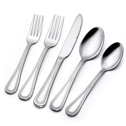 Terlulu 60-piece silverware for 12 in a full dining set, ideal for family meals.